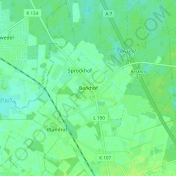 Topografische Karte Berkhof, Höhe, Relief