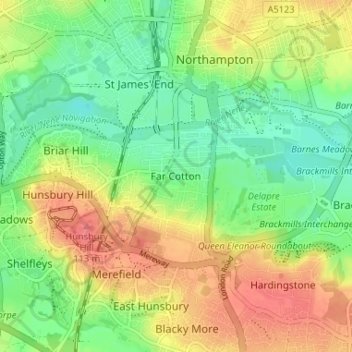 Topografische Karte Far Cotton, Höhe, Relief