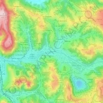 Topografische Karte La Vitarelle, Höhe, Relief