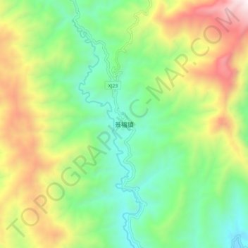 Topografische Karte 景福镇, Höhe, Relief