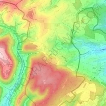 Topografische Karte Wiechs am Randen, Höhe, Relief
