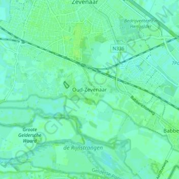 Topografische Karte Oud-Zevenaar, Höhe, Relief