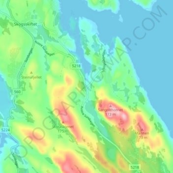 Topografische Karte Skogsvågen, Höhe, Relief