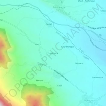 Topografische Karte Lamimarg, Höhe, Relief