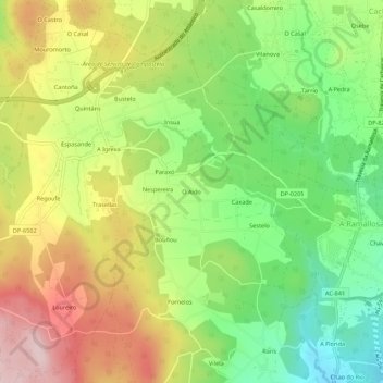 Topografische Karte O Aido, Höhe, Relief