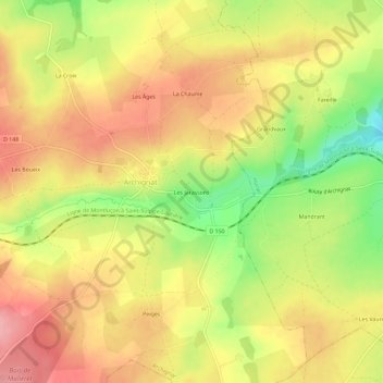 Topografische Karte Les Jarassons, Höhe, Relief
