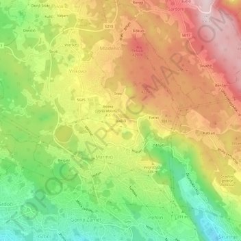 Topografische Karte Blažići, Höhe, Relief
