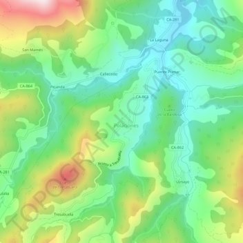 Topografische Karte Lombraña, Höhe, Relief
