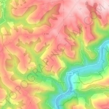 Topografische Karte La Combe, Höhe, Relief