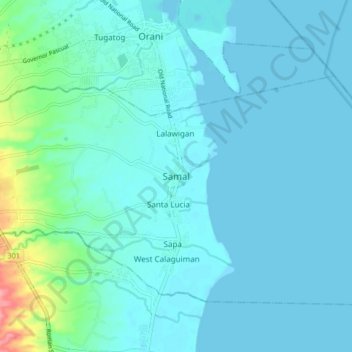 Topografische Karte Samal, Höhe, Relief