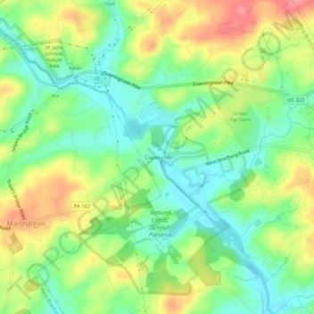 Topografische Karte Copesville, Höhe, Relief