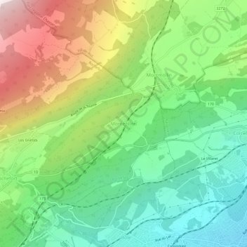 Topografische Karte Montezillon, Höhe, Relief