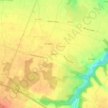 Topografische Karte Poitevin, Höhe, Relief