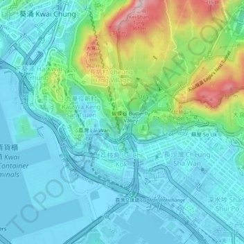 Topografische Karte 大蒸場, Höhe, Relief