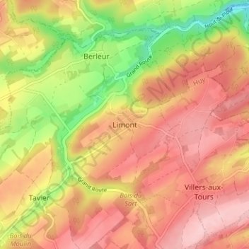 Topografische Karte Limont, Höhe, Relief