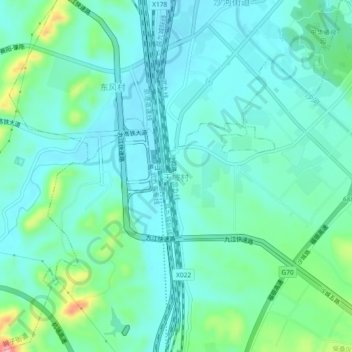 Topografische Karte 天坡村, Höhe, Relief