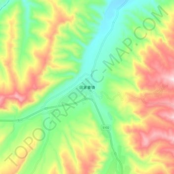 Topografische Karte 田家寨镇, Höhe, Relief