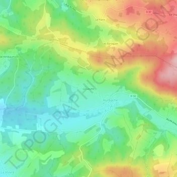 Topografische Karte La Goutte, Höhe, Relief