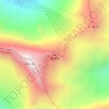 Topografische Karte 魔戒峰, Höhe, Relief