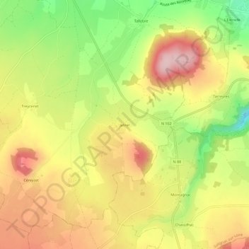 Topografische Karte Jabier, Höhe, Relief