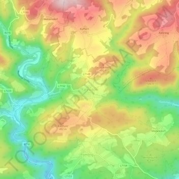 Topografische Karte Fahnsdorf, Höhe, Relief