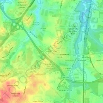 Topografische Karte Shipley Corner, Höhe, Relief