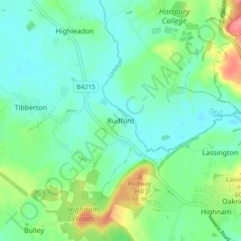 Topografische Karte Rudford, Höhe, Relief