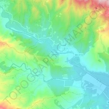 Topografische Karte Zorrilla, Höhe, Relief