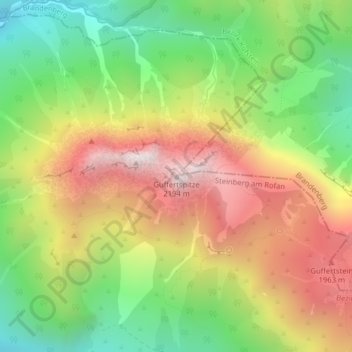 Topografische Karte Guffertspitze, Höhe, Relief