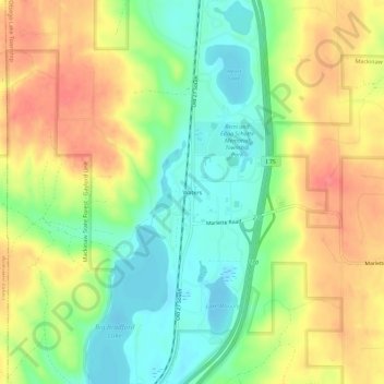Topografische Karte Waters, Höhe, Relief