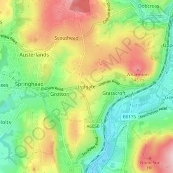 Topografische Karte Lydgate, Höhe, Relief