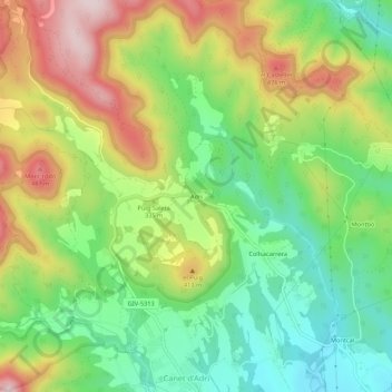 Topografische Karte Adri, Höhe, Relief
