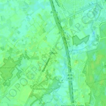 Topografische Karte Effen, Höhe, Relief
