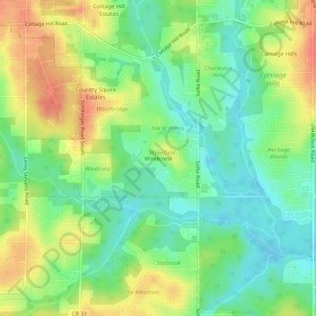 Topografische Karte Windcrest, Höhe, Relief