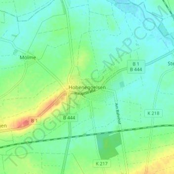 Topografische Karte Hoheneggelsen, Höhe, Relief
