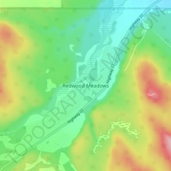 Topografische Karte Redwood Meadows, Höhe, Relief
