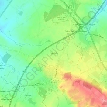 Topografische Karte La Boucherie, Höhe, Relief