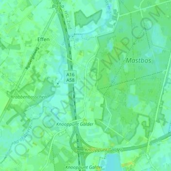 Topografische Karte Overa, Höhe, Relief