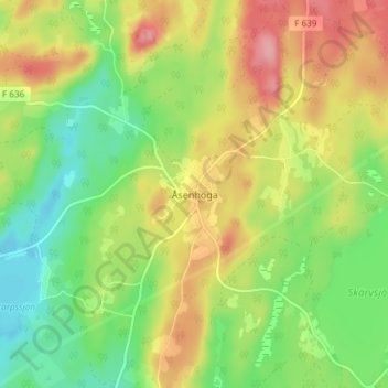Topografische Karte Åsenhöga, Höhe, Relief