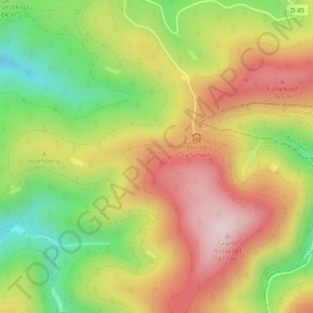 Topografische Karte Backofenfels, Höhe, Relief