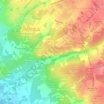 Topografische Karte La Porcherie, Höhe, Relief