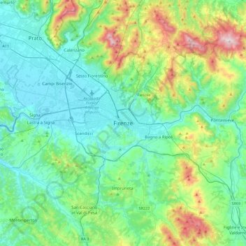 Topografische Karte Florence, Höhe, Relief