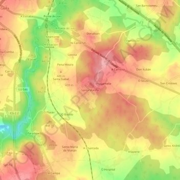 Topografische Karte Santa Mariña, Höhe, Relief
