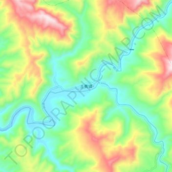 Topografische Karte 土黄镇, Höhe, Relief