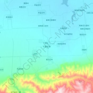 Topografische Karte 下宫村乡, Höhe, Relief