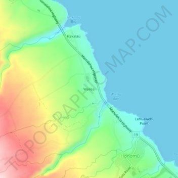 Topografische Karte Wailea, Höhe, Relief