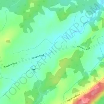 Topografische Karte Glenvale, Höhe, Relief