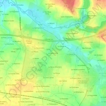 Topografische Karte La Bretonière, Höhe, Relief