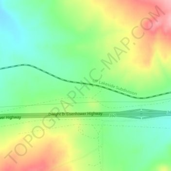 Topografische Karte Moor, Höhe, Relief