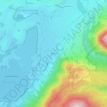 Topografische Karte Herdweg, Höhe, Relief